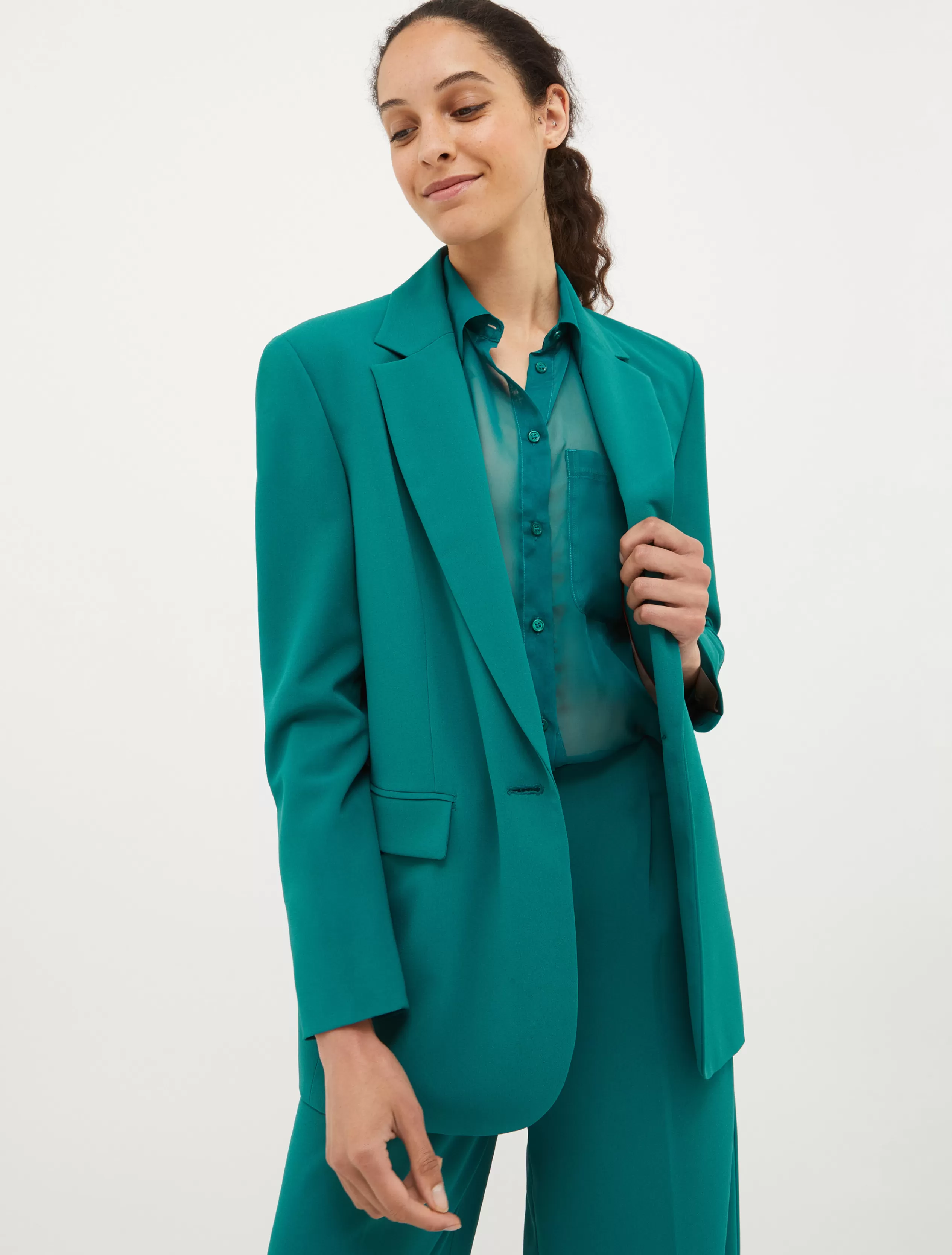 Giacche e Blazer | Tailleur<MAX&Co. Blazer monopetto in crêpe VERDE PETROLIO