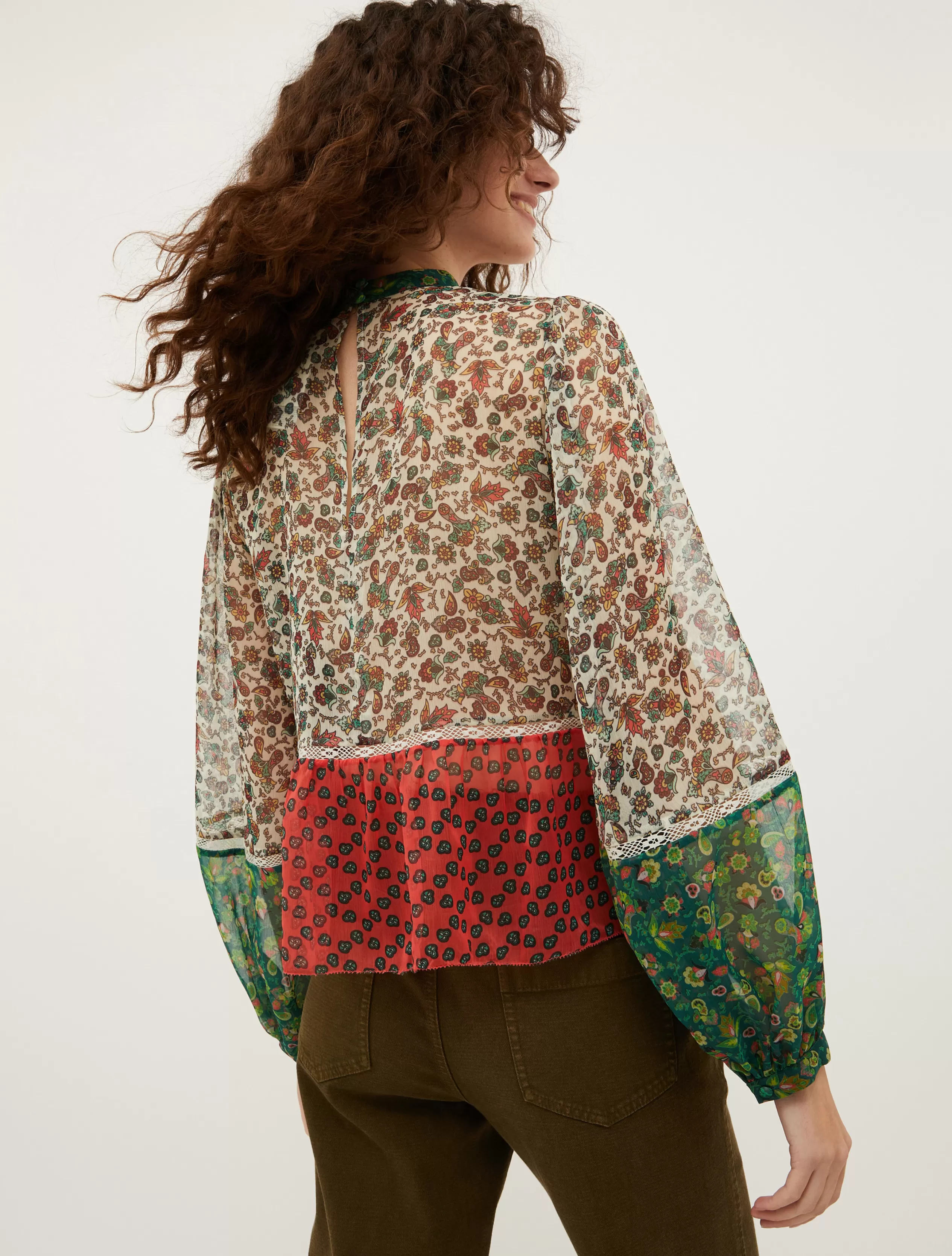 Camicie e Top<MAX&Co. Blusa patchwork in crépon VERDE
