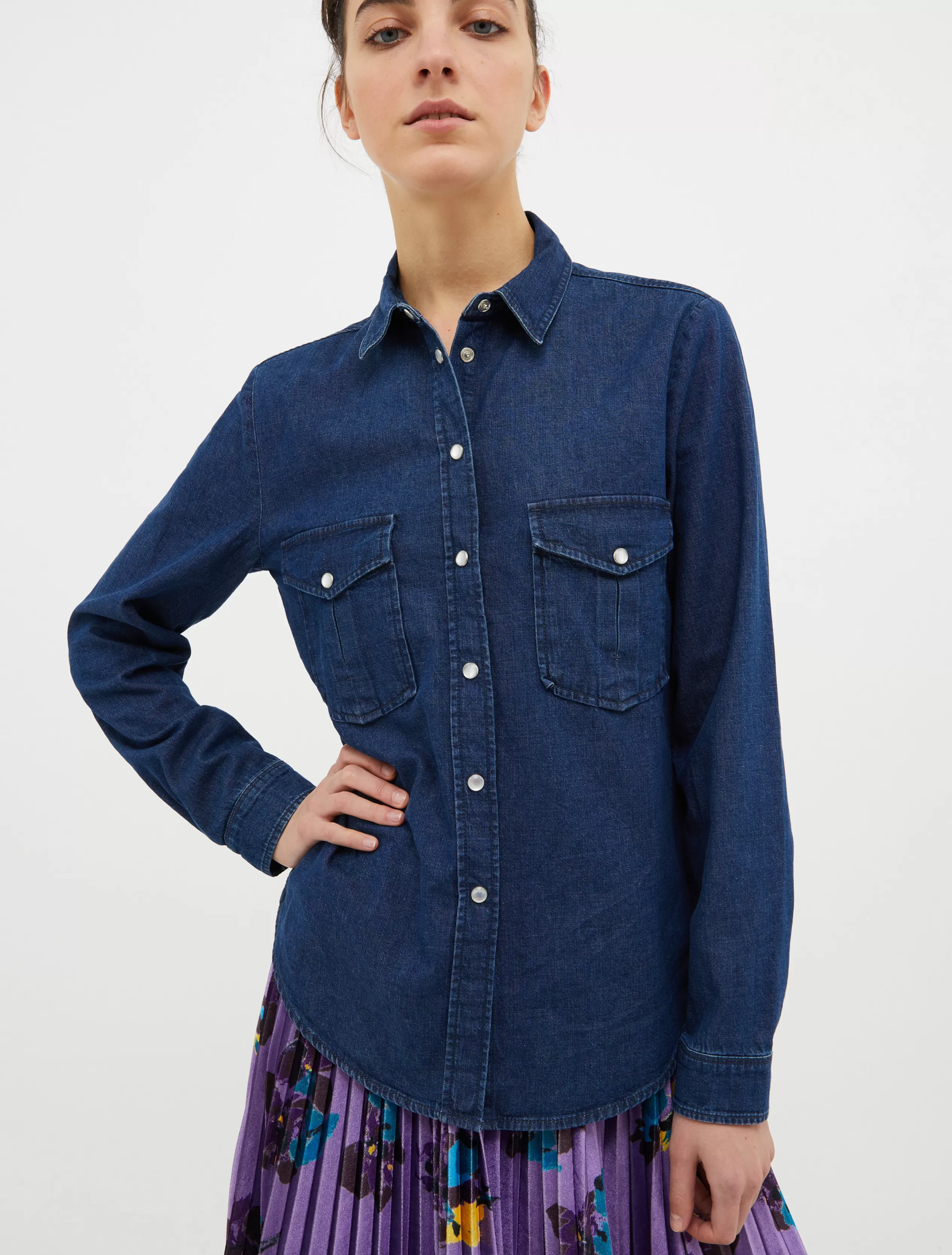 Jeans e Denim | Camicie e Top<MAX&Co. Camicia in denim blu marino