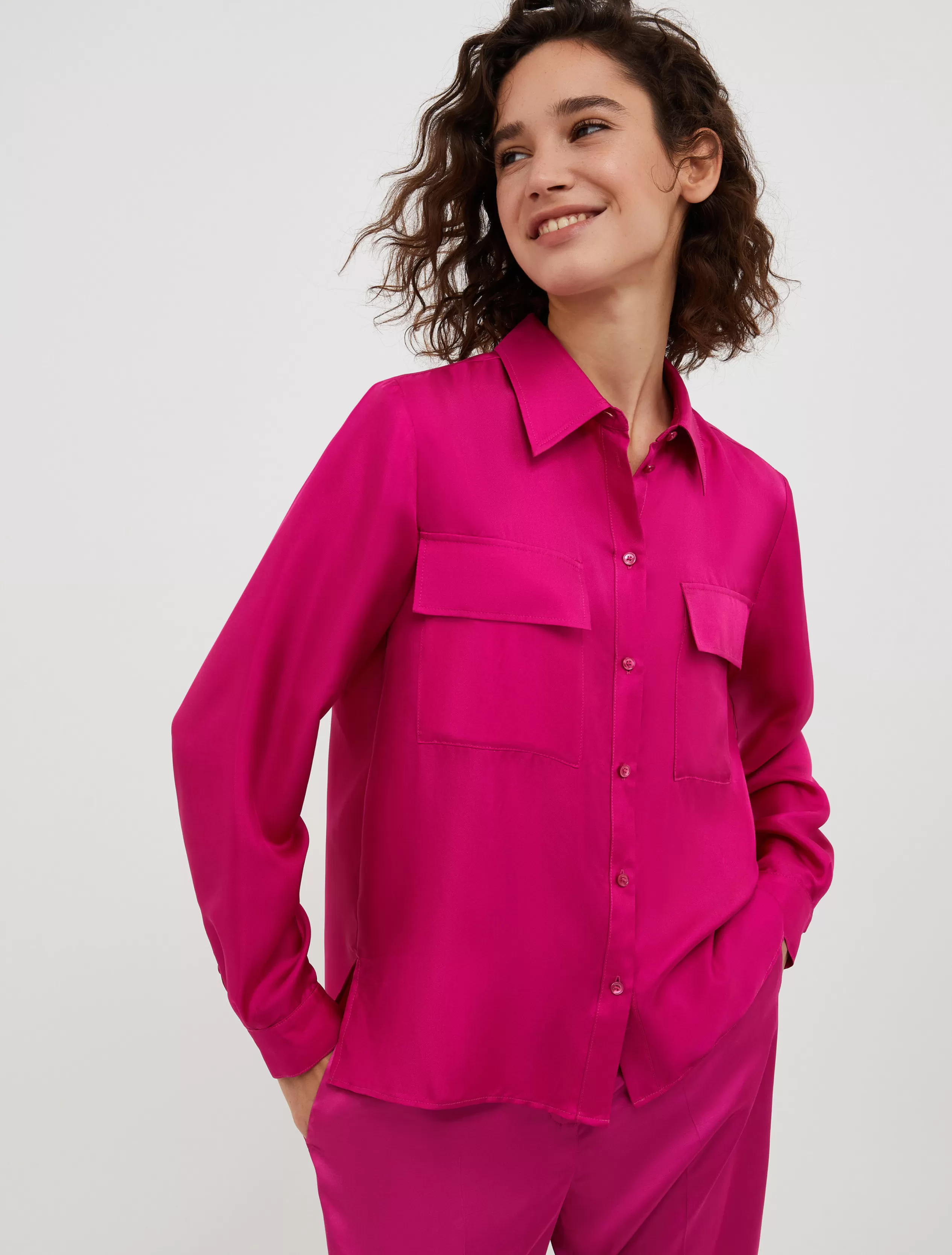 Camicie e Top<MAX&Co. Camicia in twill di seta fuxia