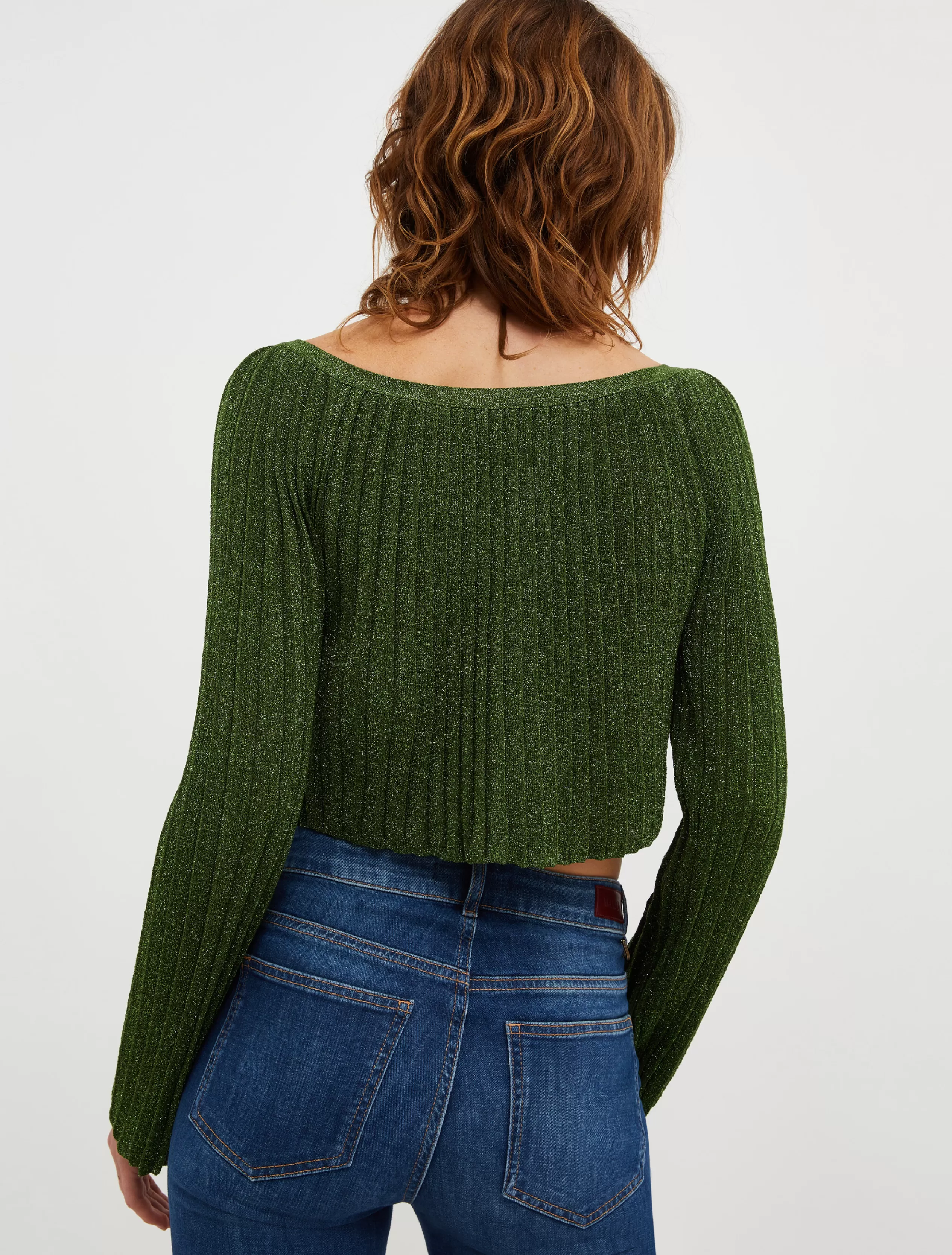 Maglie e Cardigan<MAX&Co. Cardigan cropped di maglia lurex verde