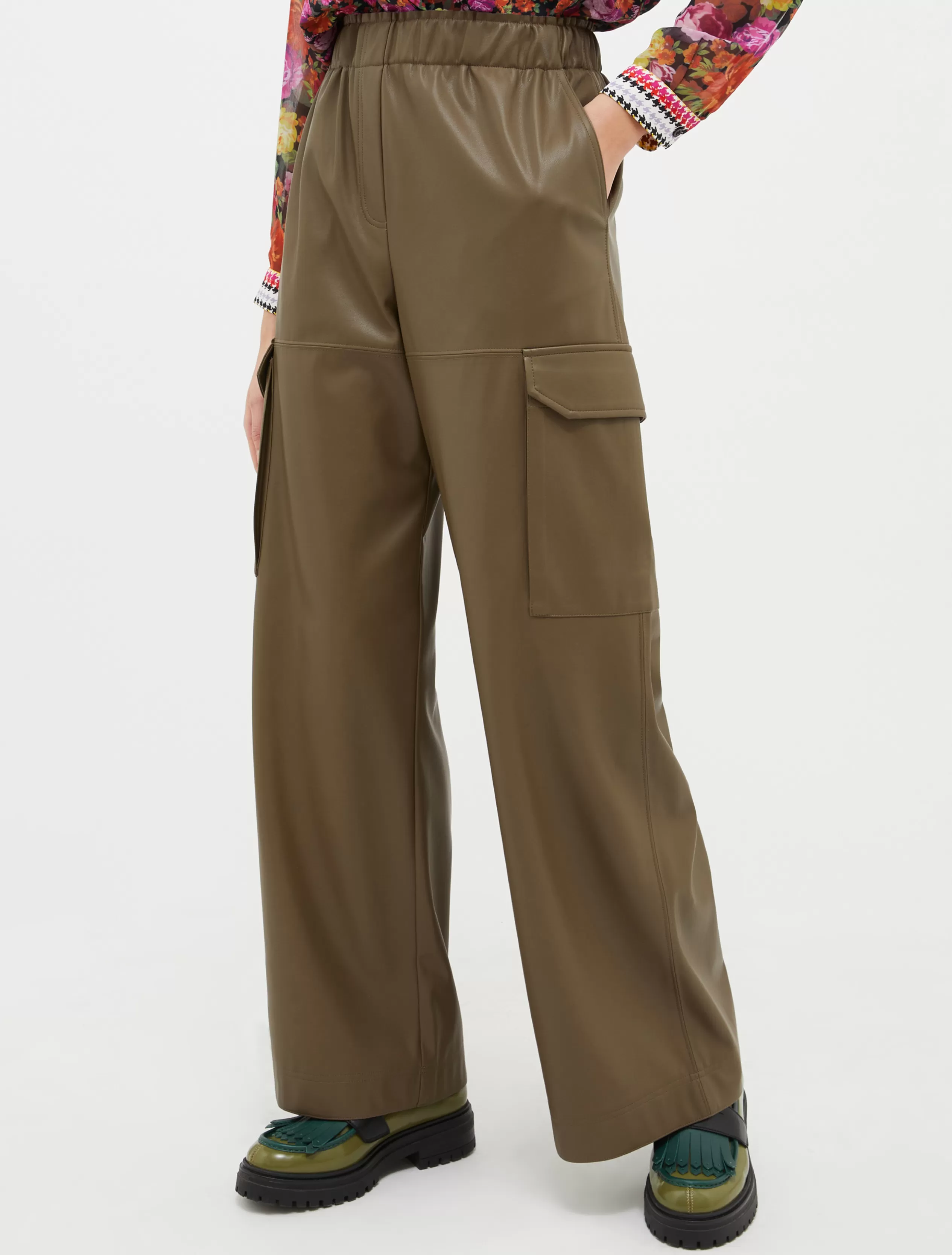 Pantaloni<MAX&Co. Cargo pants in jersey spalmato marrone