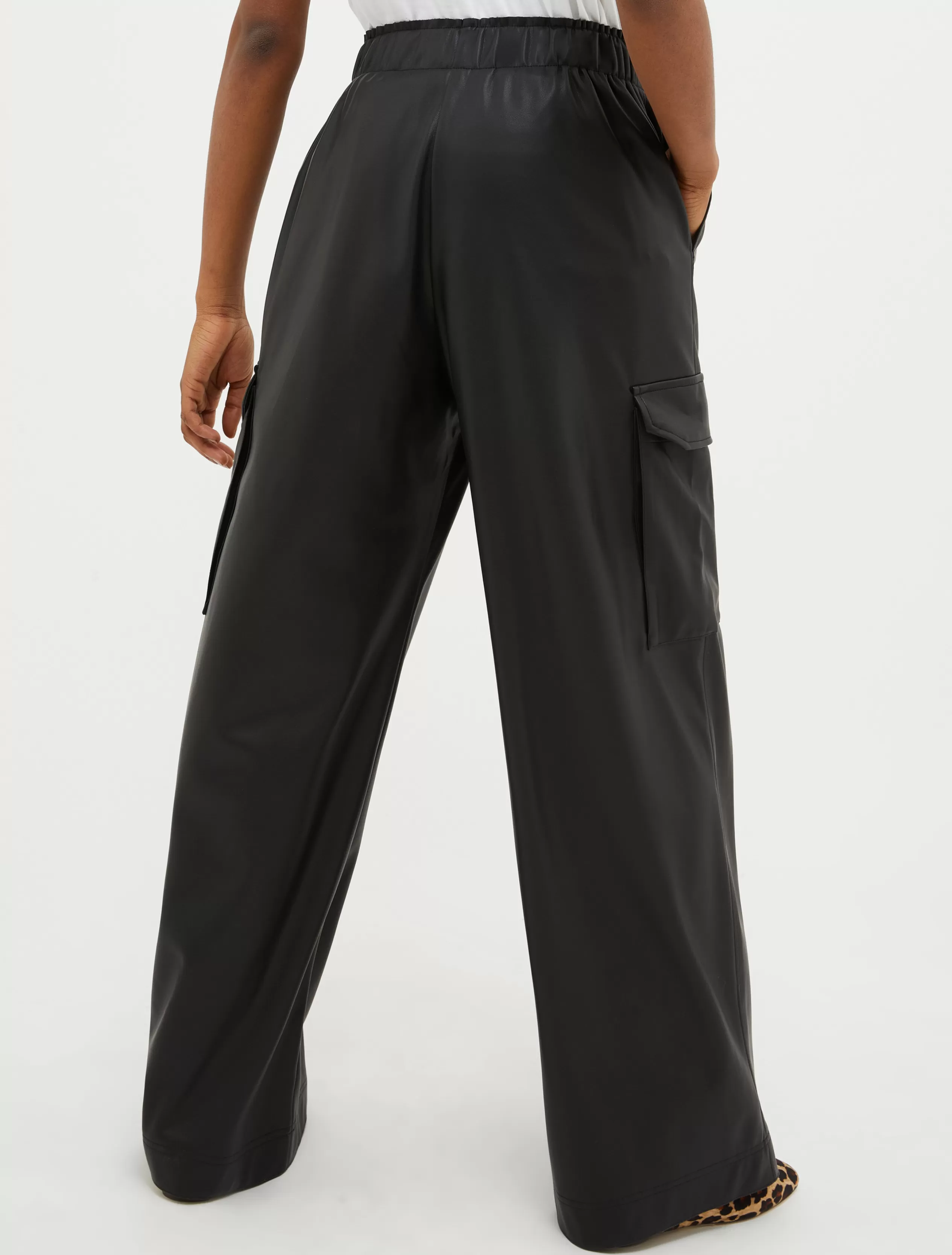 Pantaloni<MAX&Co. Cargo pants in jersey spalmato nero