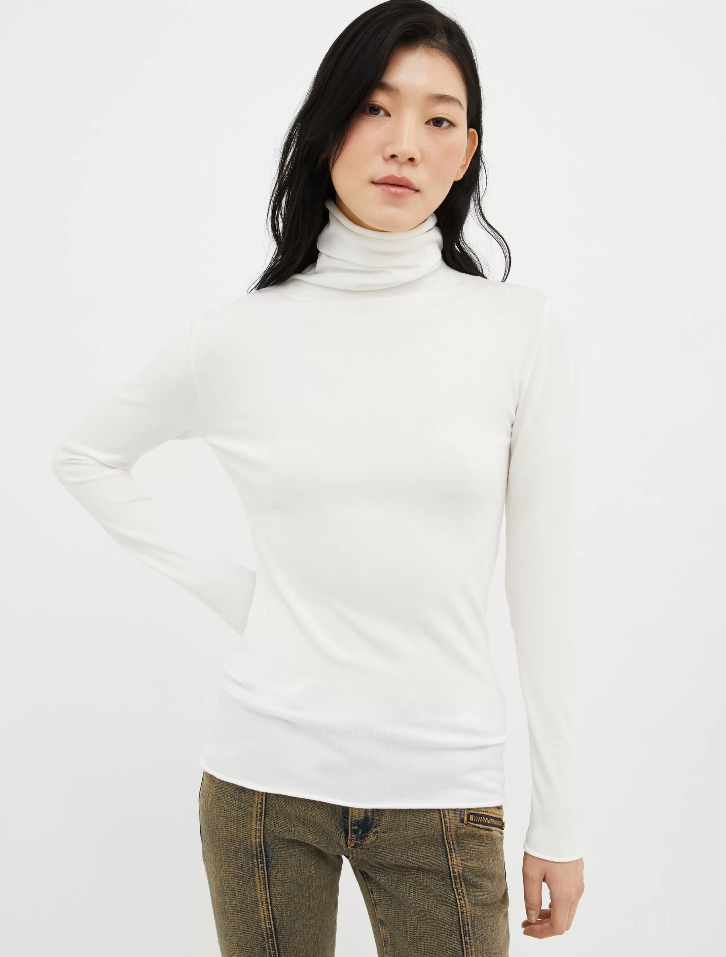 Maglie e Cardigan<MAX&Co. Dolcevita stretch bianco avorio