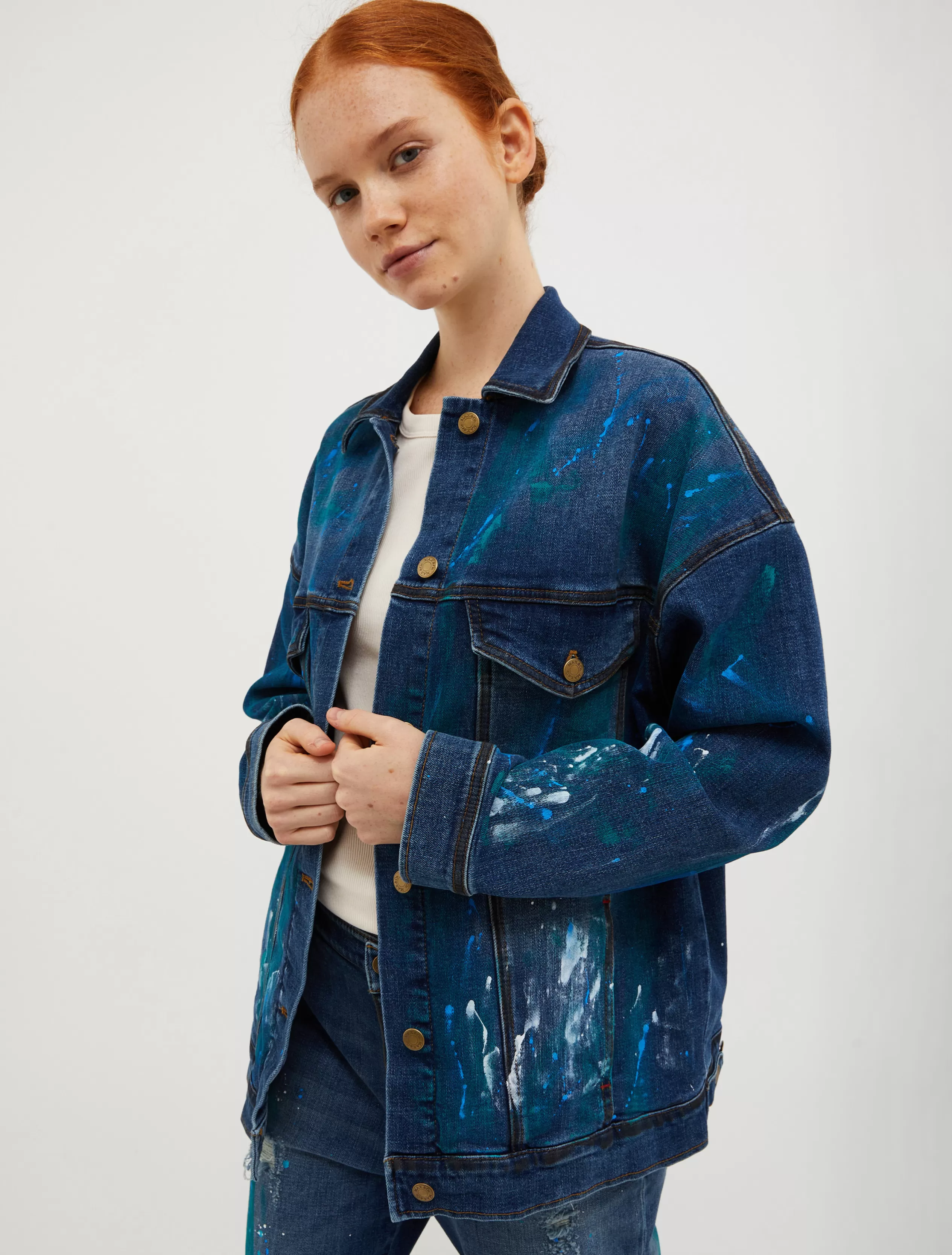 Jeans e Denim | Giacche e Blazer<MAX&Co. Giacca in denim dipinto a mano blu notte