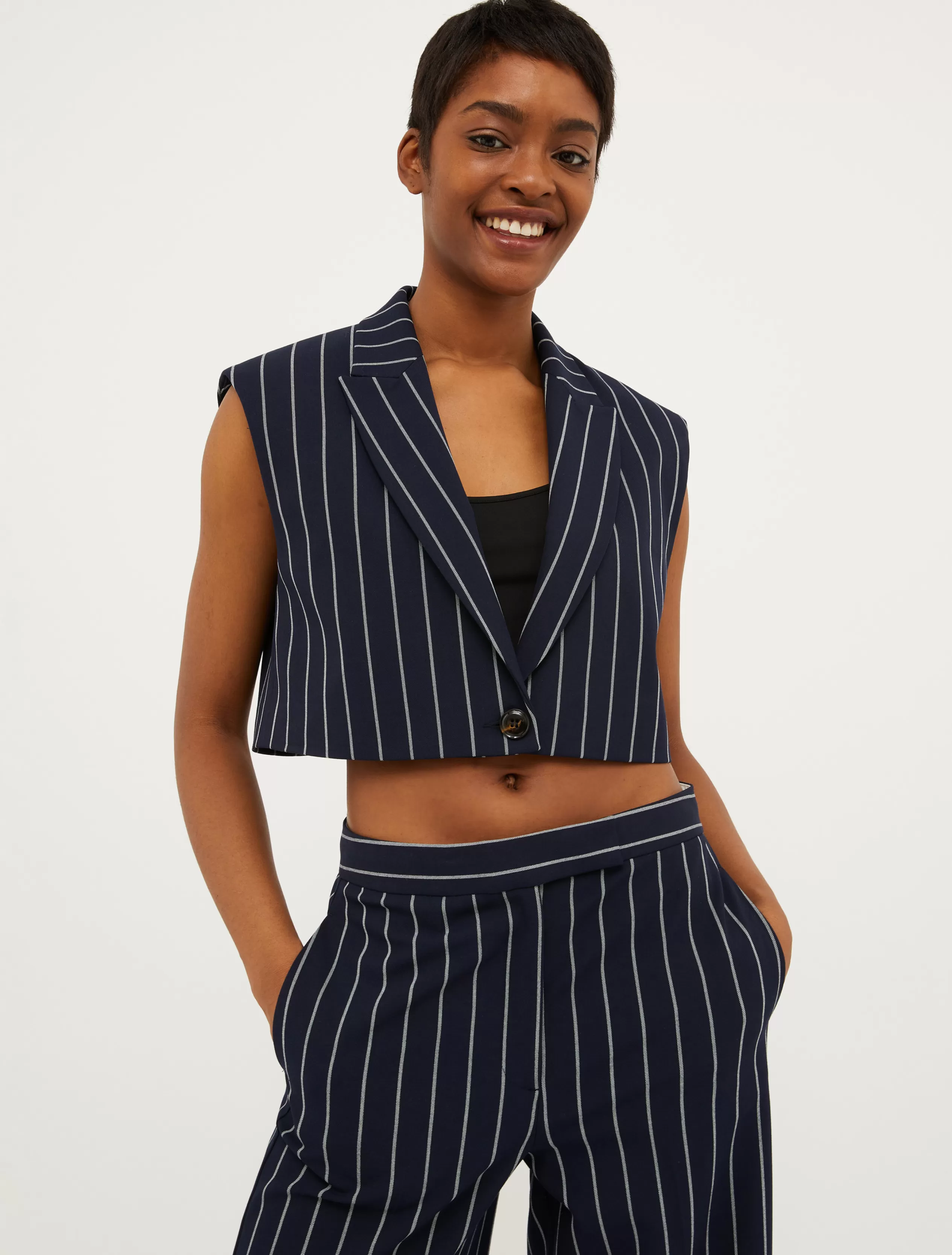 Giacche e Blazer | Tailleur<MAX&Co. Gilet cropped gessato BLU