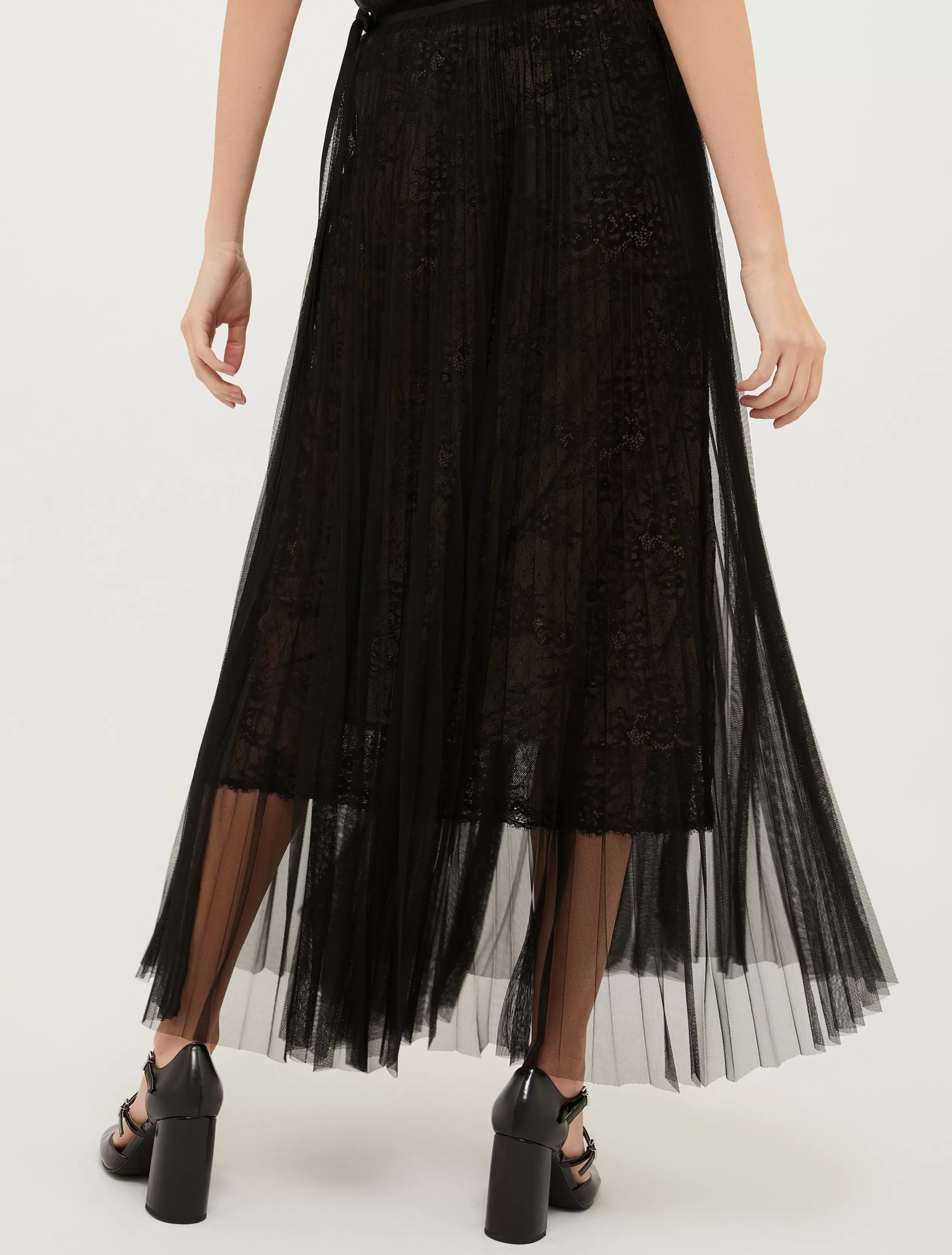 Gonne<MAX&Co. Gonna in jersey tulle e pizzo NERO