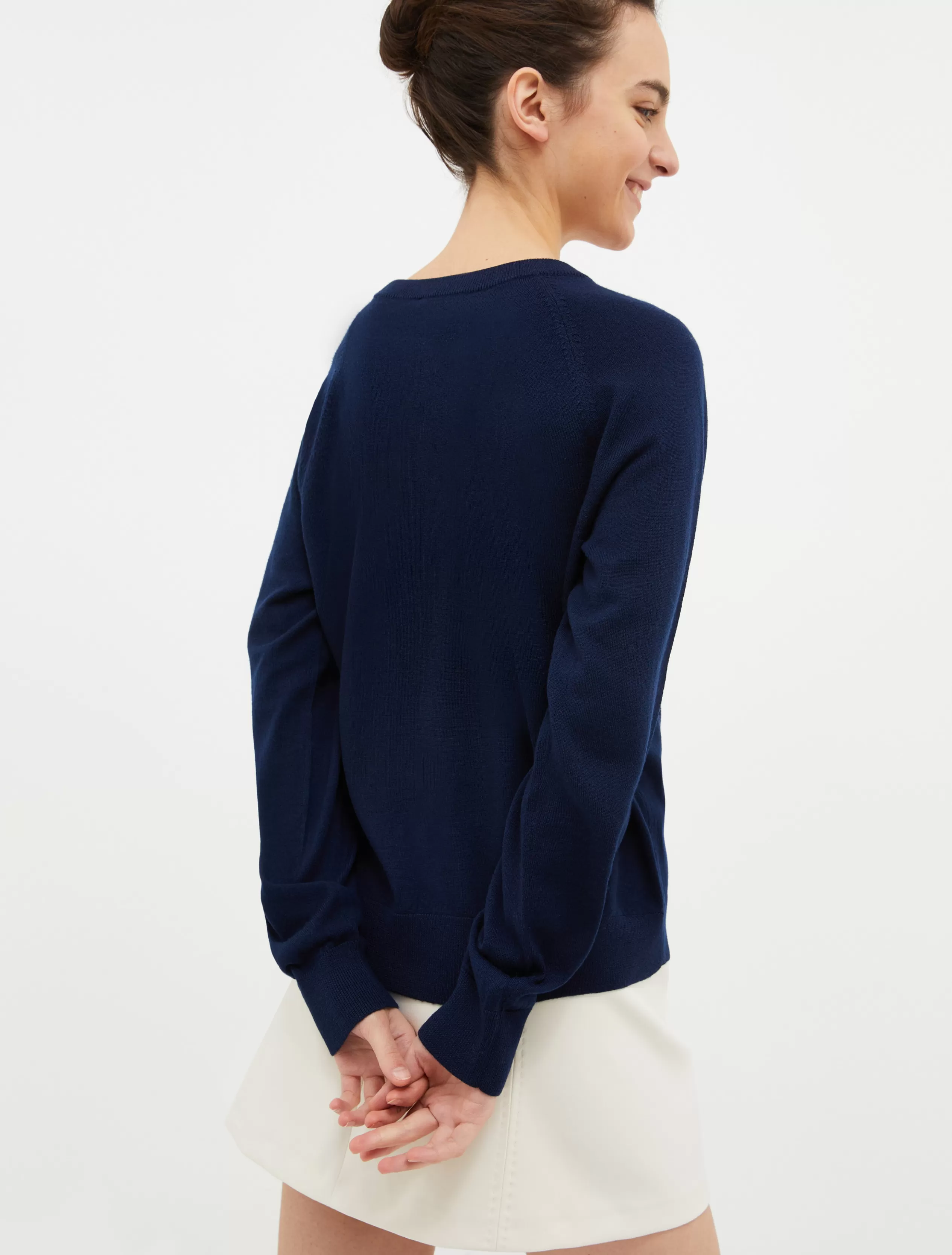 Maglie e Cardigan<MAX&Co. Maglia girocollo di lana sottile blu marino