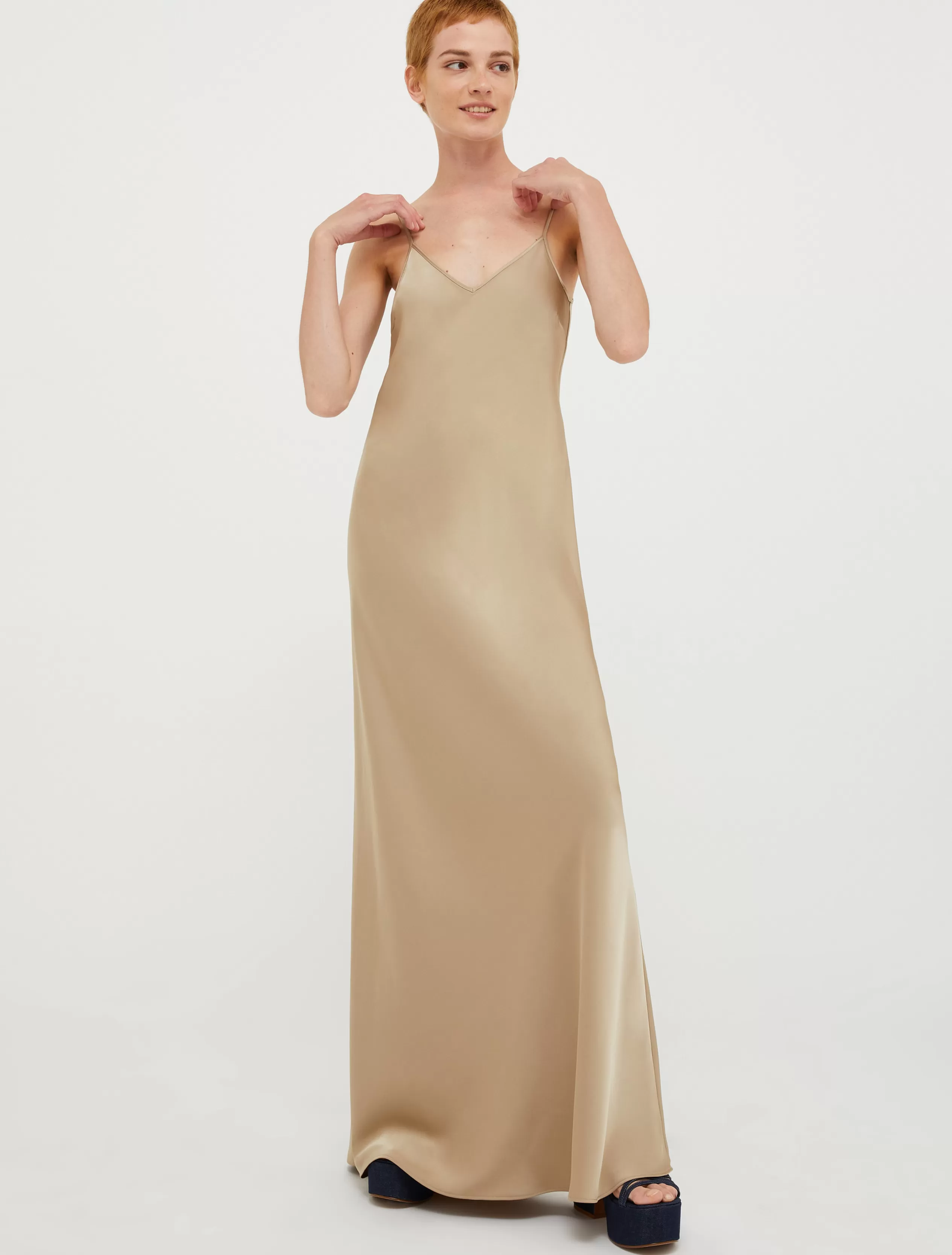 Abiti e Tute<MAX&Co. Maxi slip dress in raso NOCCIOLA