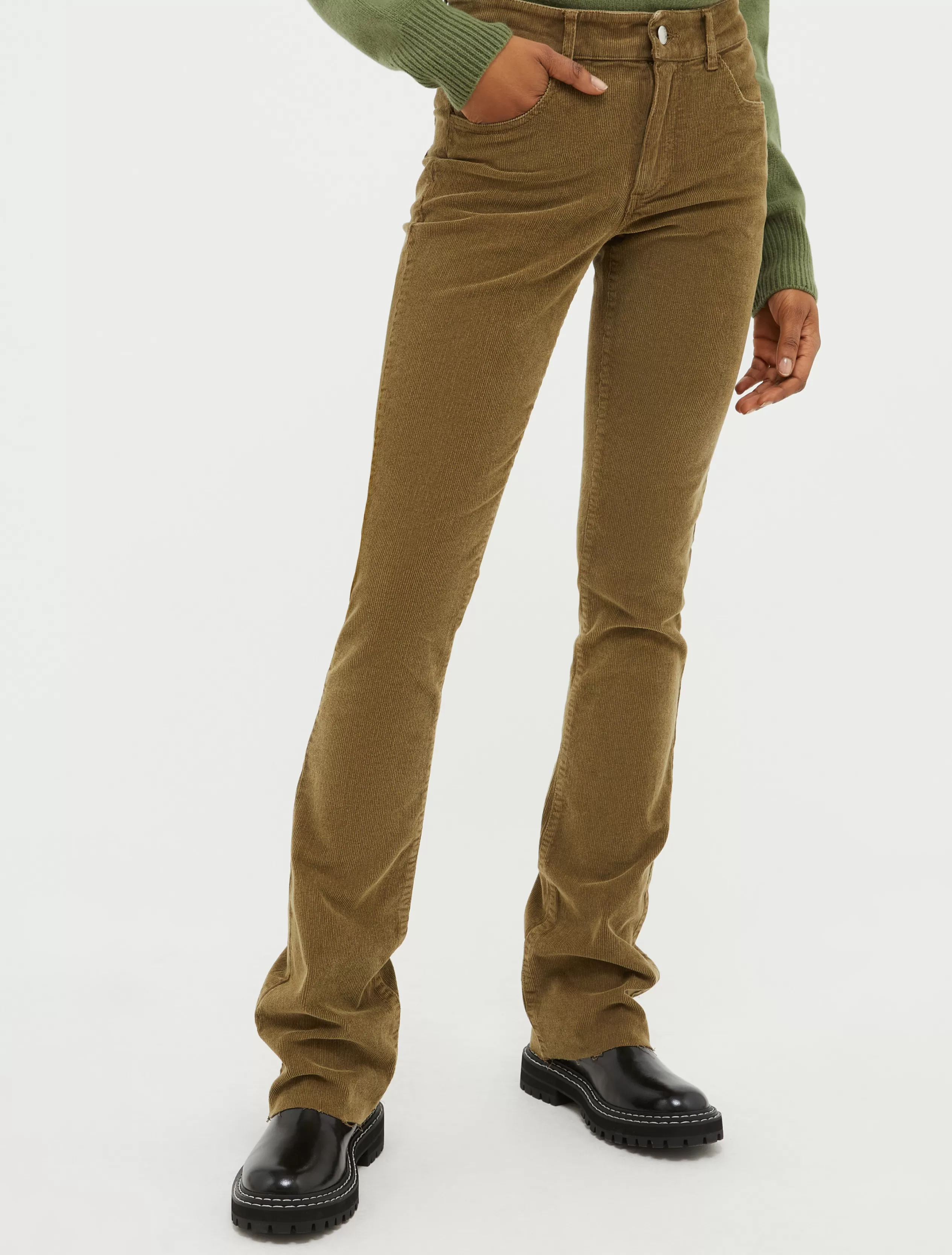 Pantaloni | Tailleur<MAX&Co. Pantaloni bootcut di velluto verde oliva