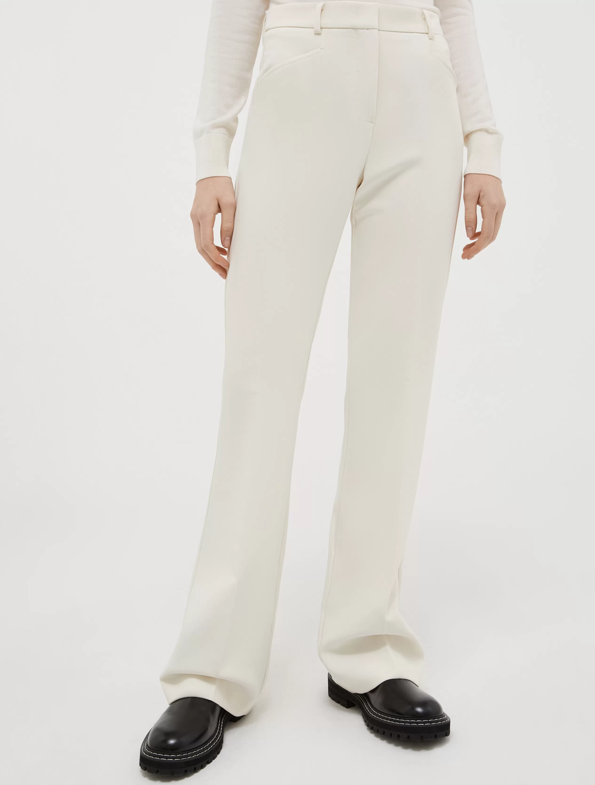 Pantaloni<MAX&Co. Pantaloni bootcut in tela double bianco avorio