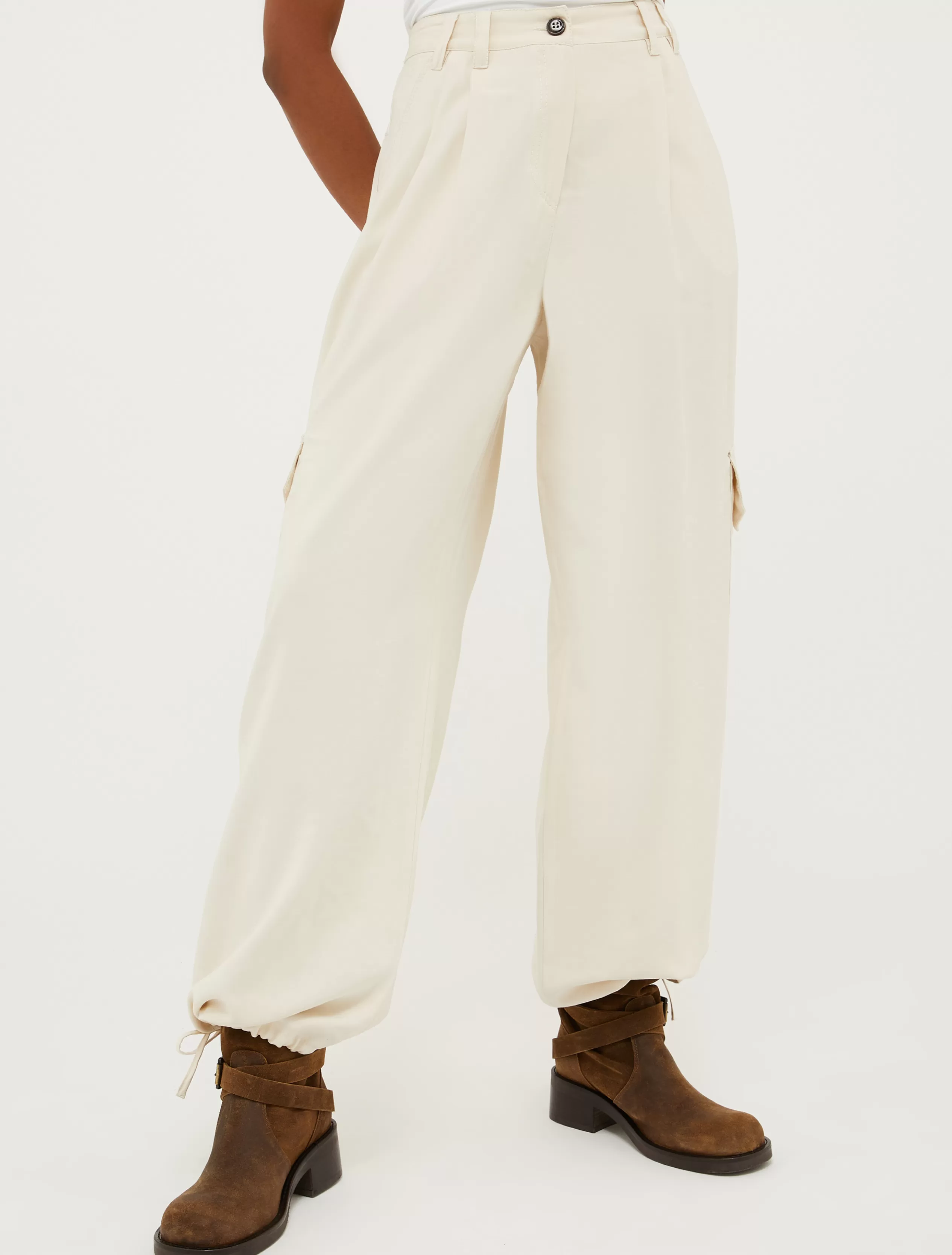 Pantaloni<MAX&Co. Pantaloni cargo in twill BIANCO LANA