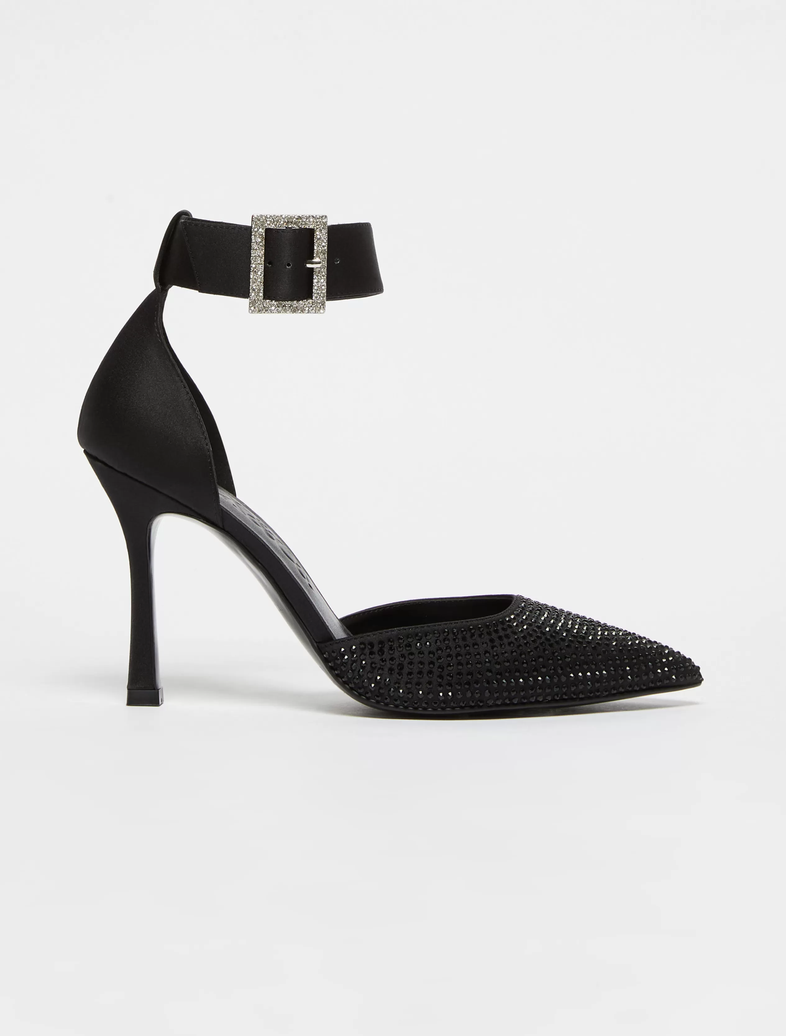 Scarpe<MAX&Co. Pumps di raso con strass nero