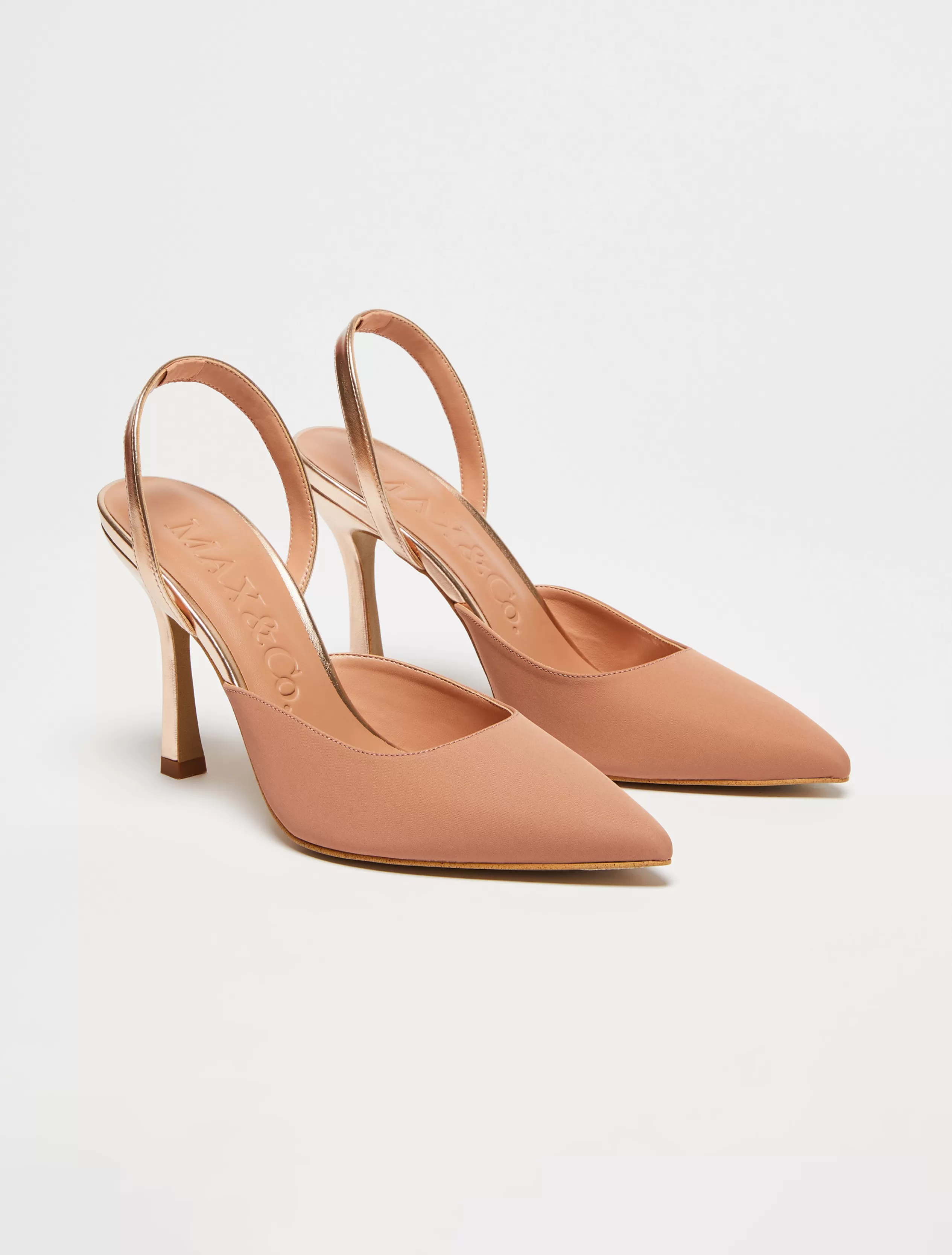 Scarpe<MAX&Co. Pumps in raso con nastri cammello