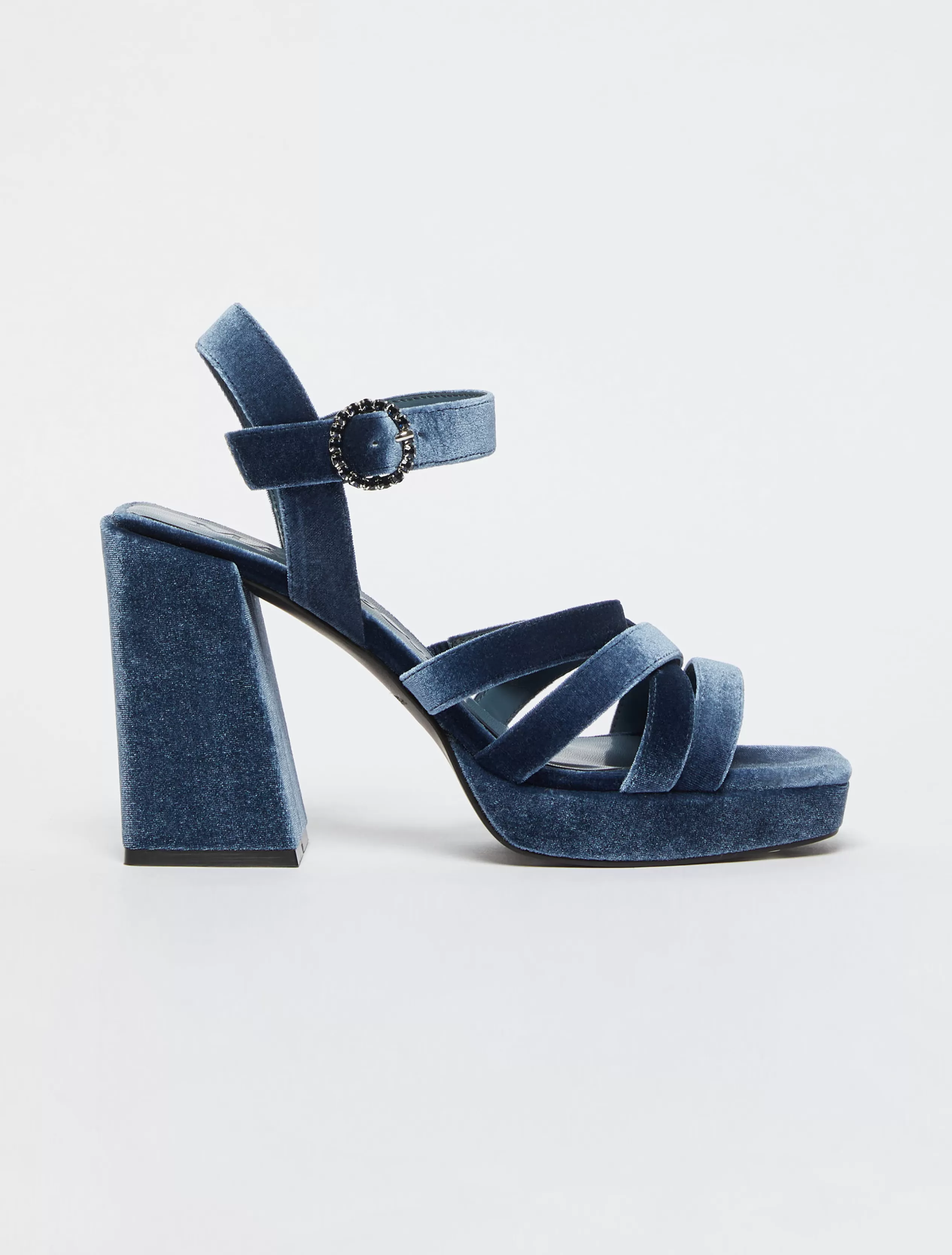 Scarpe<MAX&Co. Sandali platform di velluto blu marino