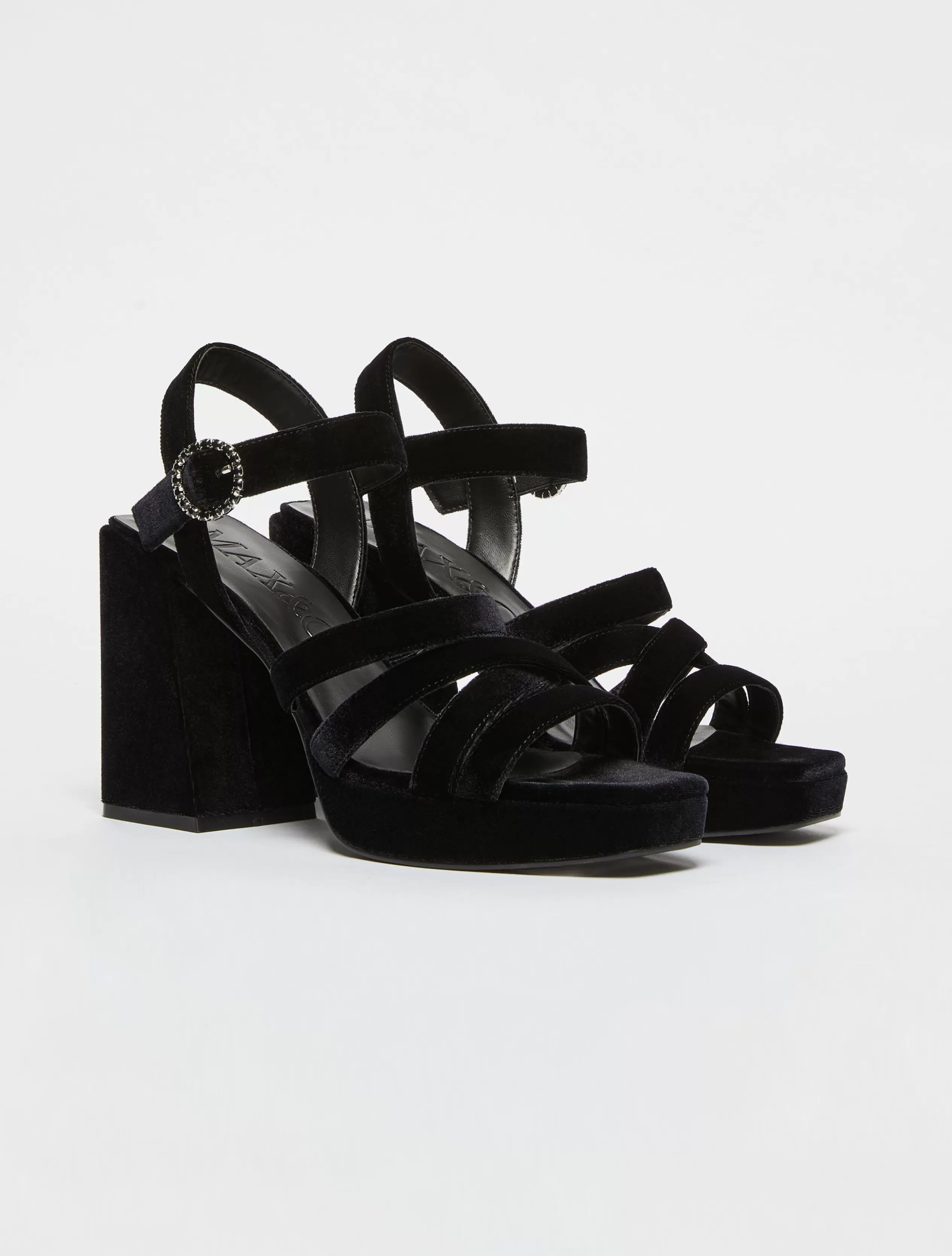 Scarpe<MAX&Co. Sandali platform di velluto nero