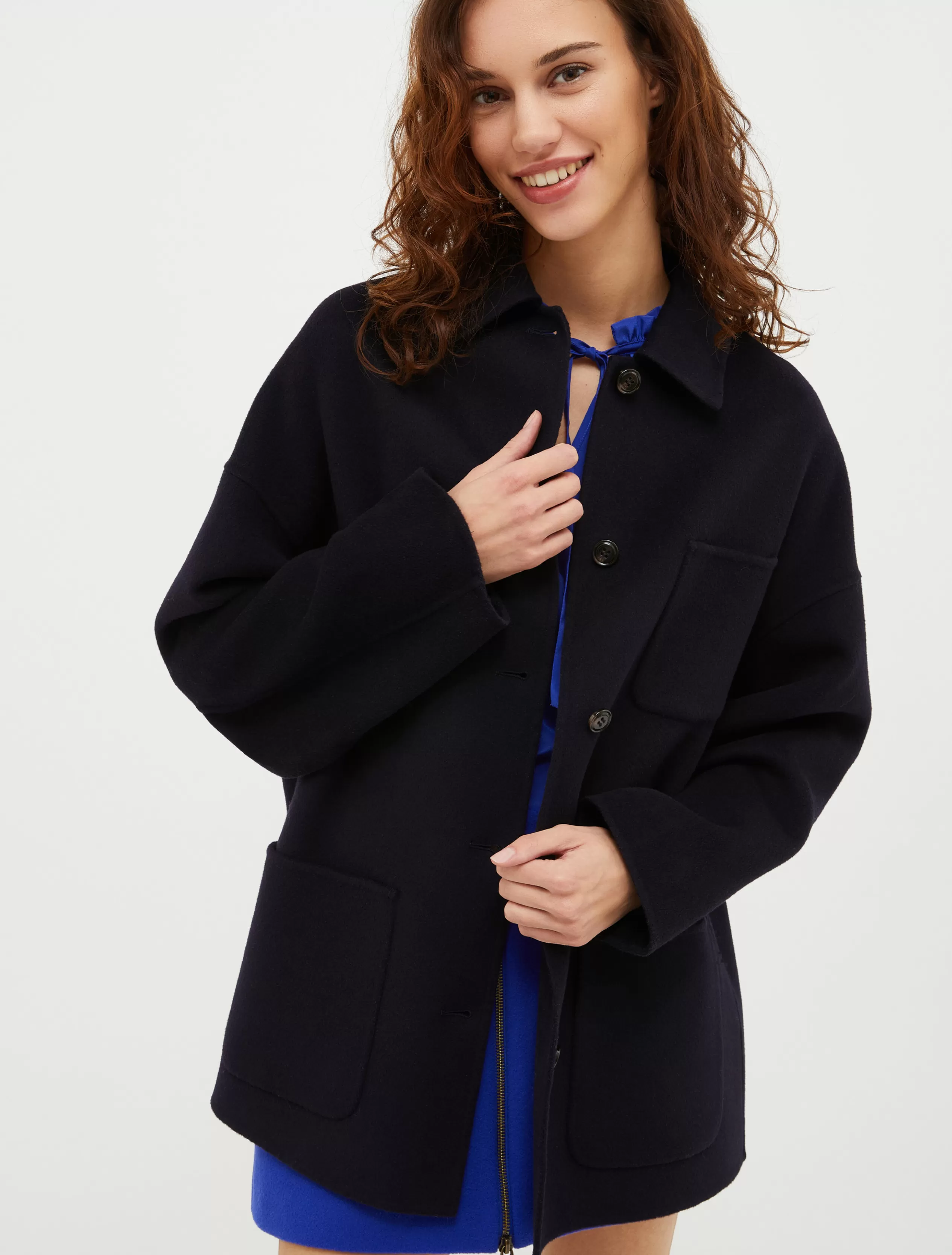 Cappotti e Trench<MAX&Co. Shirt coat in lana double blu marino