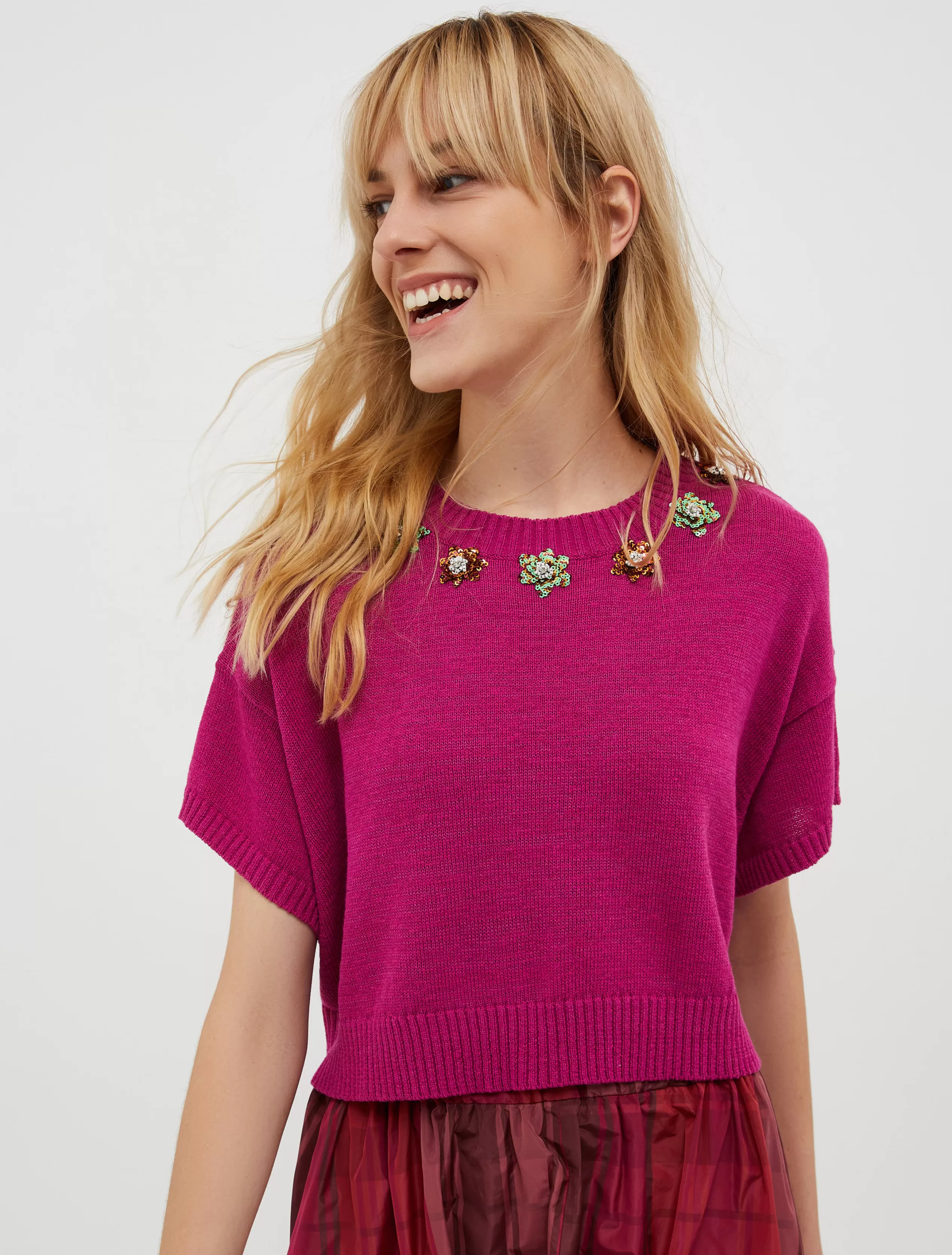 Maglie e Cardigan<MAX&Co. T-shirt di maglia con ricami rosso