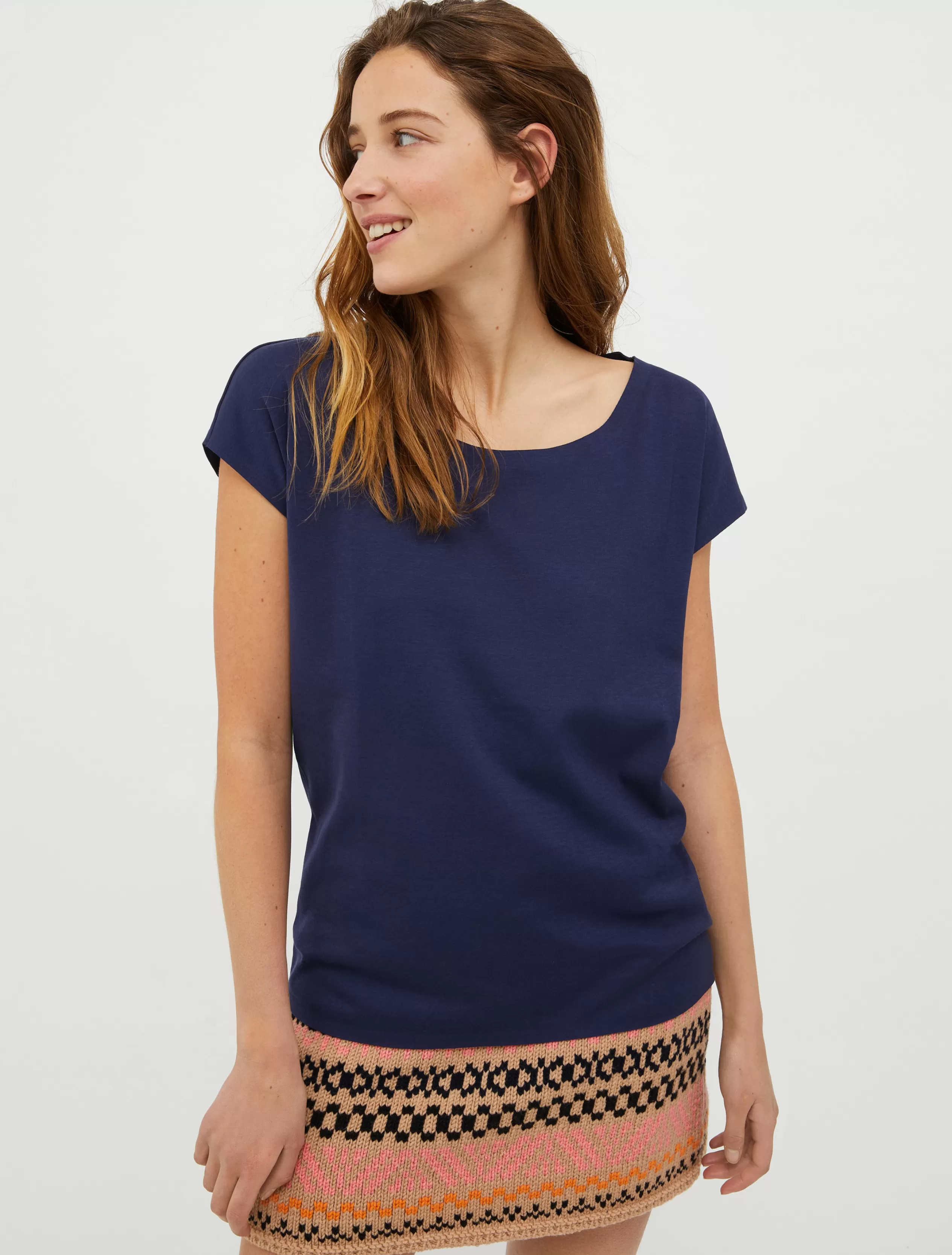 Felpe e T-shirt<MAX&Co. T-shirt in jersey di cotone blu marino