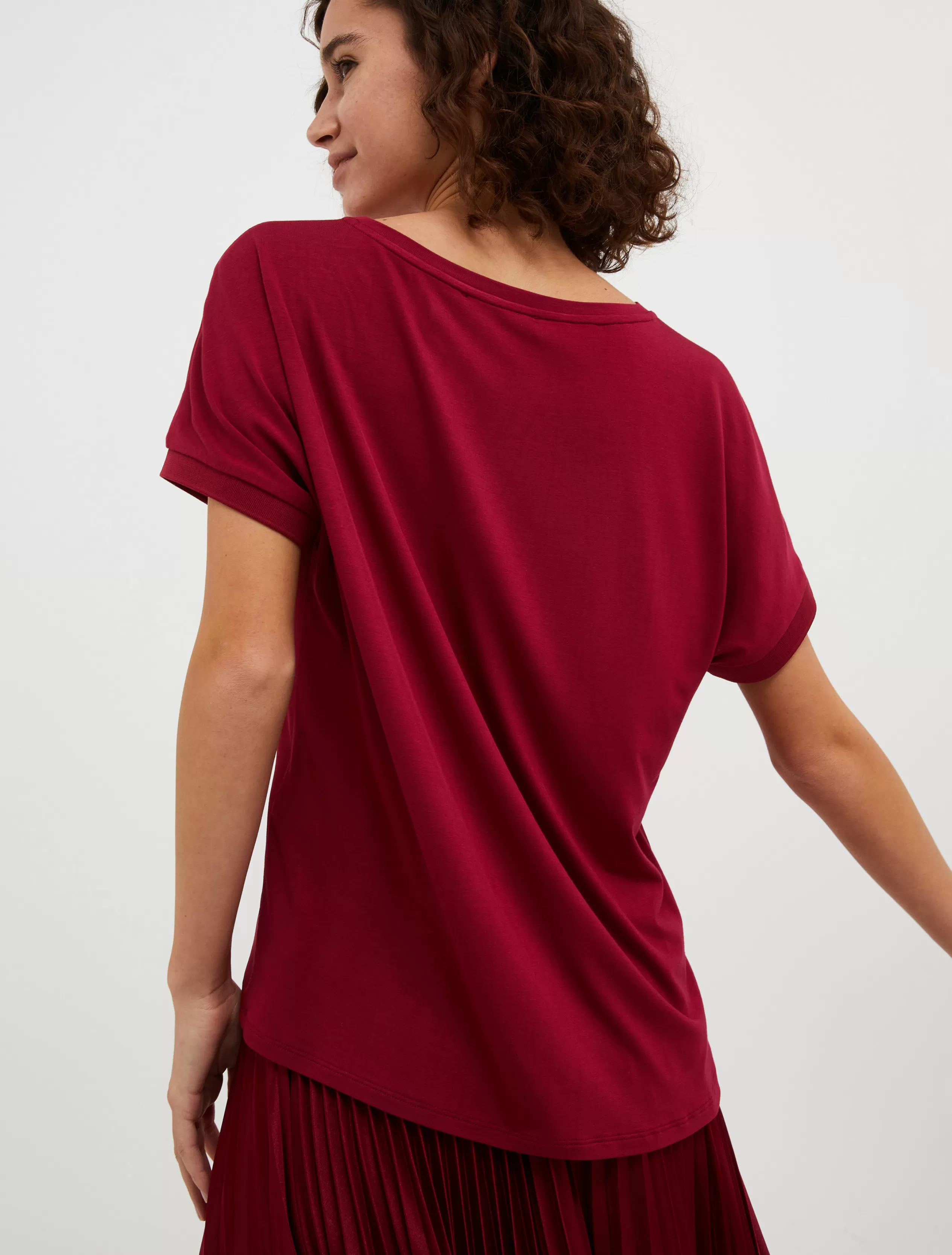 Felpe e T-shirt<MAX&Co. T-shirt in jersey e seta bordeaux