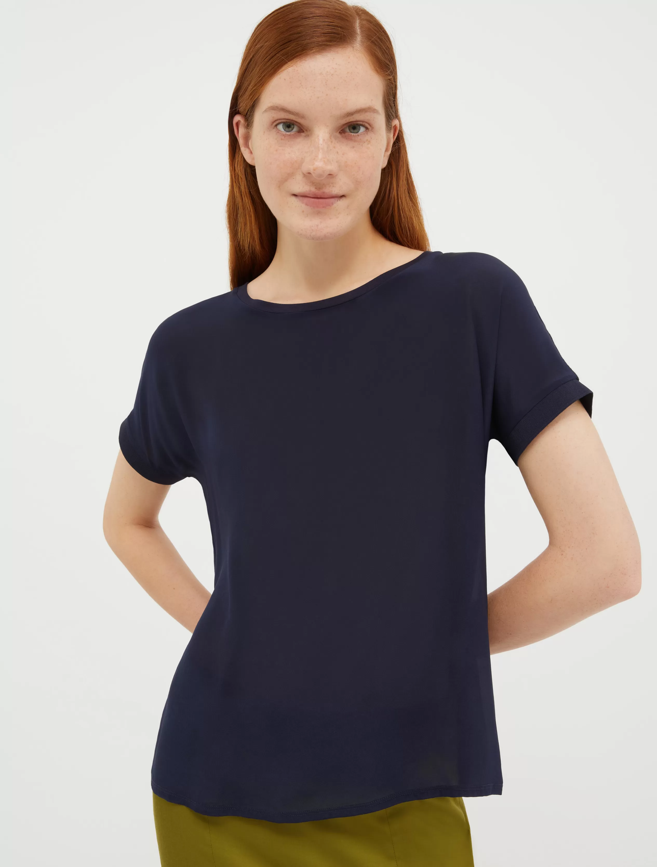 Felpe e T-shirt<MAX&Co. T-shirt in jersey e seta blu marino