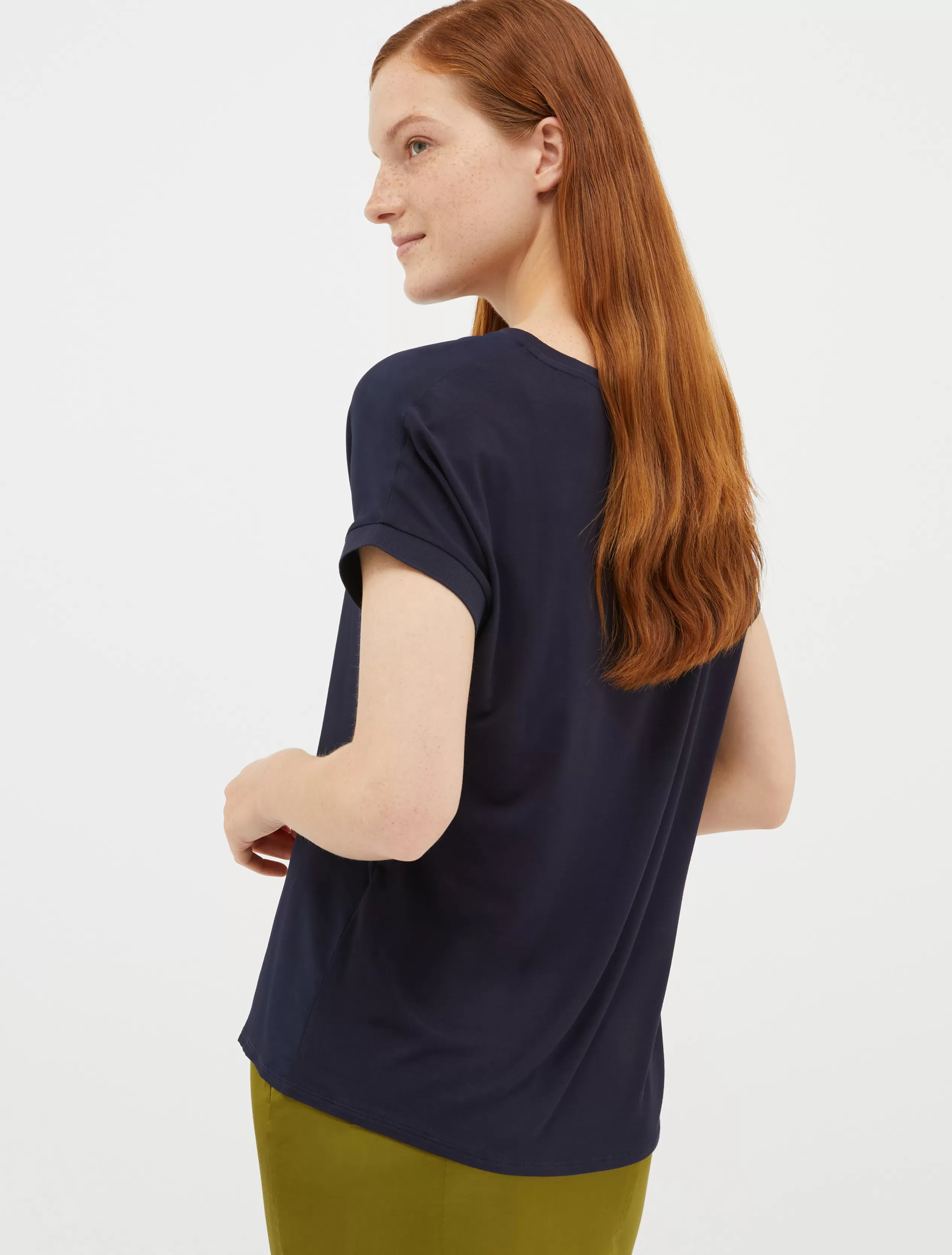 Felpe e T-shirt<MAX&Co. T-shirt in jersey e seta blu marino