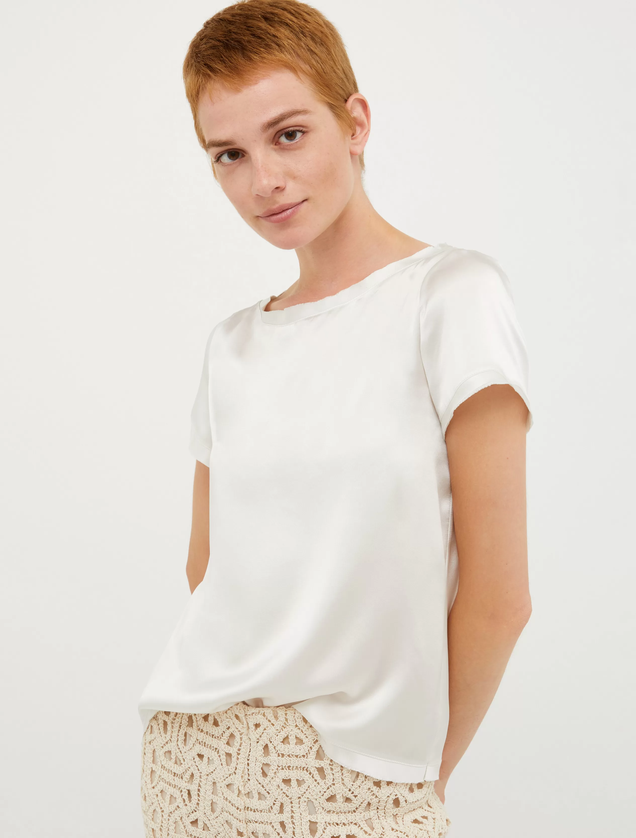 Camicie e Top<MAX&Co. T-shirt in raso di seta BIANCO LANA