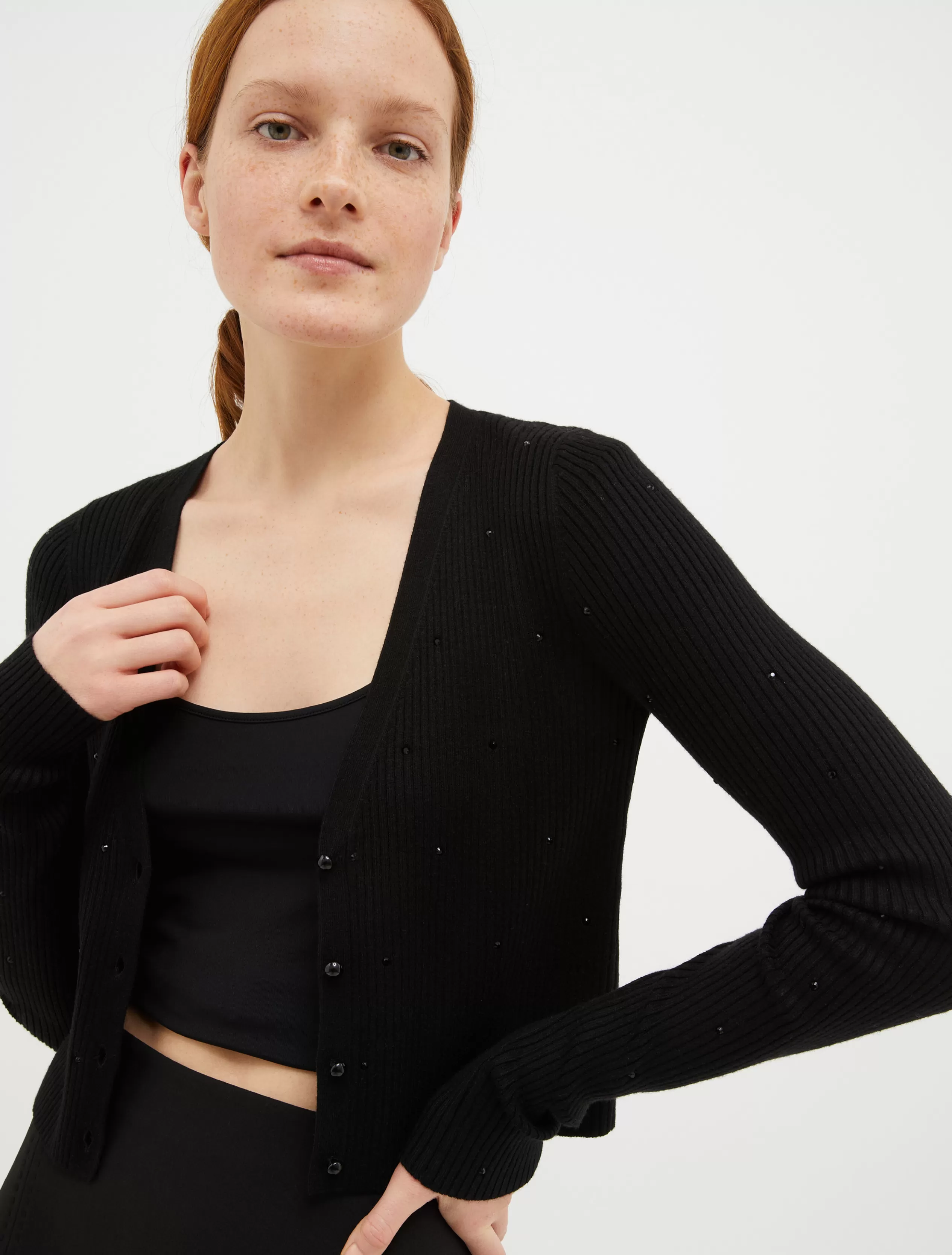 Maglie e Cardigan<MAX&Co. Twin set a costine con strass nero